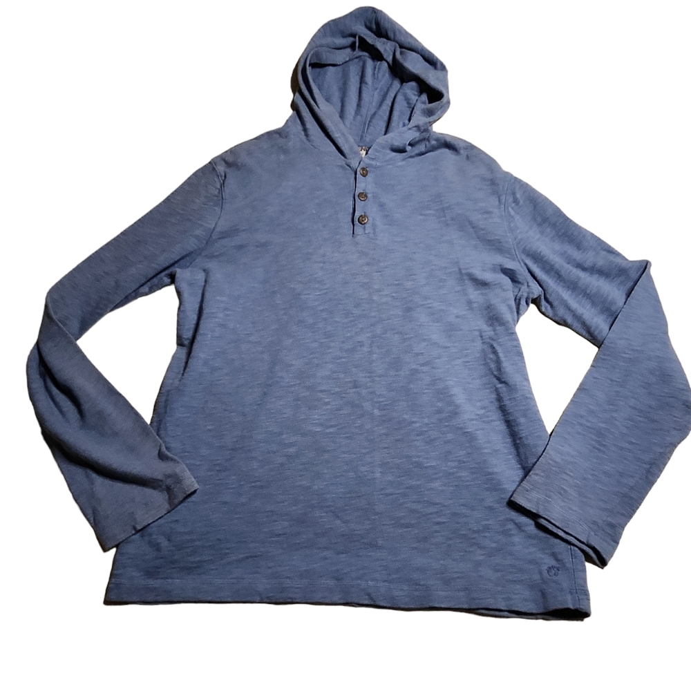 Hang Ten Men's Blue Long Sleeve 1/4 Button Hooded Shirt Size 2X